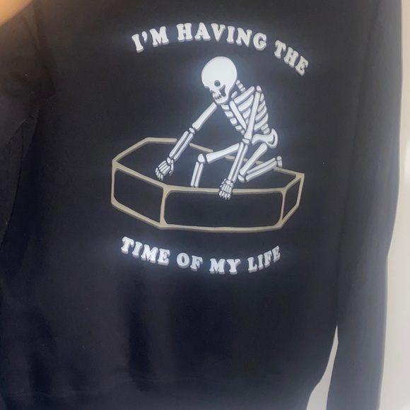 Romwe Graphic Skeleton Crewneck Sweatshirt I’m having the time of my life - Picture 7 of 8